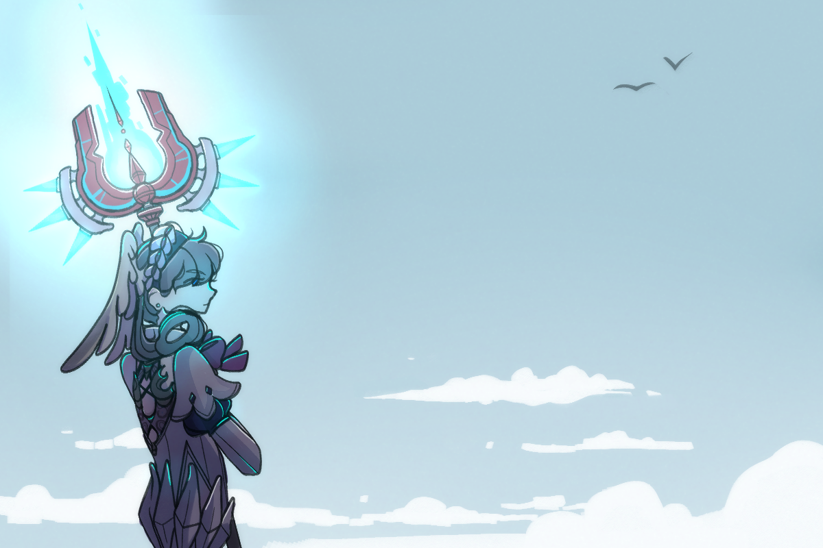 Fanart of Xenoblade Chronicles. Features the character Melia holding her staff.